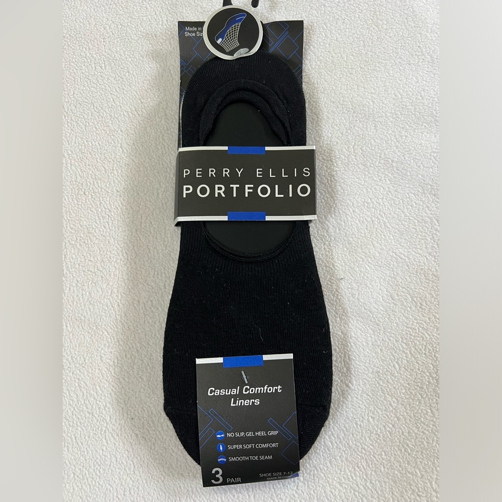 PERRY ELLIS PORTFOLIO NO SHOW LINERS MEN'S 3 PACK SOCKS STYLE 439542-961 NWT $20